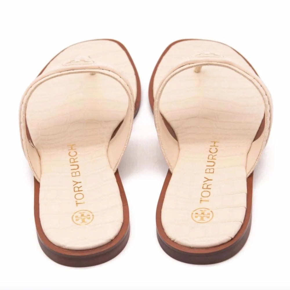 Tory Burch off white New Carson Thong Welt Sandals
